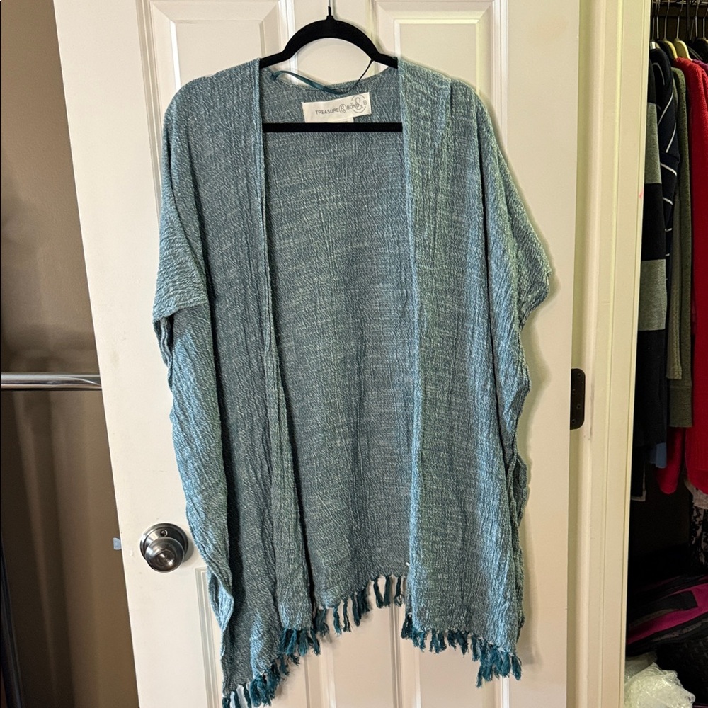 Treasure & Bond Teal Fringe Shawl